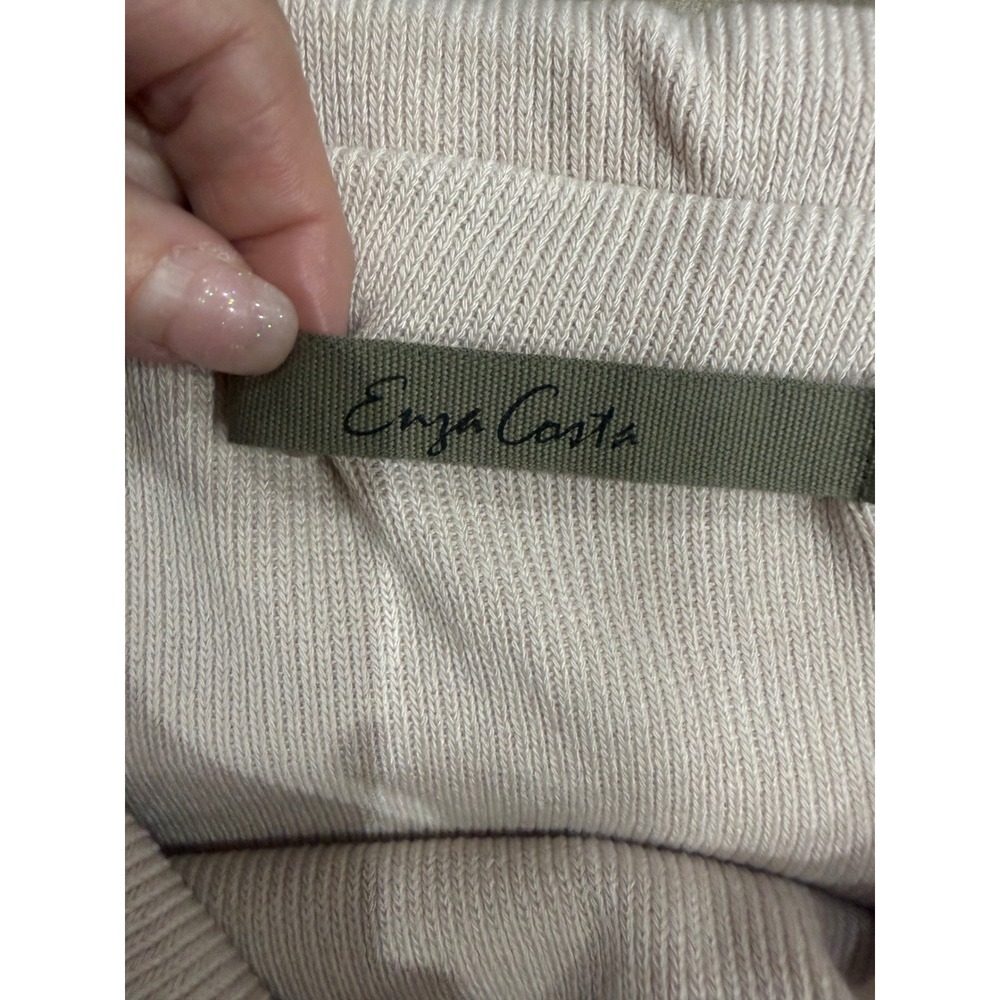 Enza Costa Off Shoulder Ribbed Knit TopRose Tan Size Small New - Picture 3 of 5